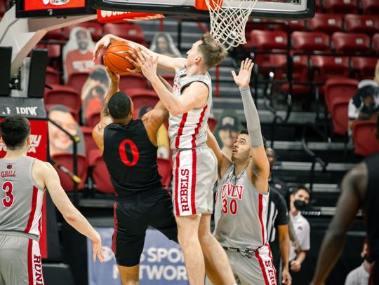 Aztecs Dominate Rebels in Final Home Game of the Season